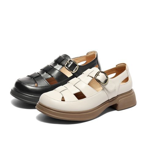 森达罗马凉鞋女款2025夏新复古厚底休闲猪笼鞋ZTG39BK5