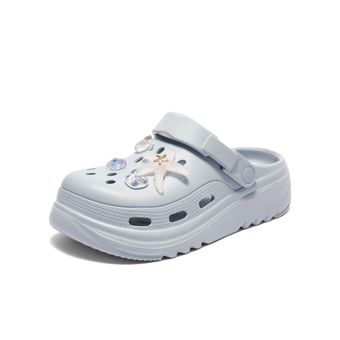 森达洞洞鞋女款2025夏新商场同款舒适厚底两穿凉鞋XPB01BH5