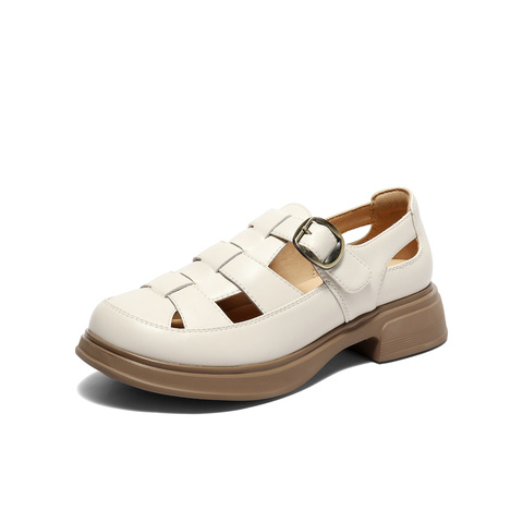 森达罗马凉鞋女款2025夏新复古厚底休闲猪笼鞋ZTG39BK5