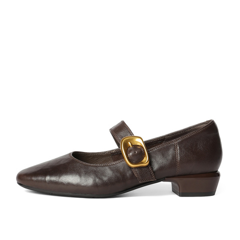 森达玛丽珍女款2025秋季新款气质通勤粗跟浅口单鞋ZTH10CQ5