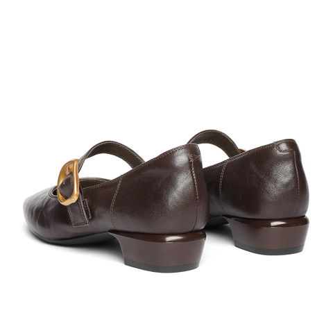 森达玛丽珍女款2025秋季新款气质通勤粗跟浅口单鞋ZTH10CQ5