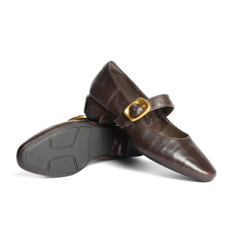 森达玛丽珍女款2025秋季新款气质通勤粗跟浅口单鞋ZTH10CQ5