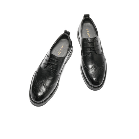 森达正装皮鞋男2025秋新商场同款英伦布洛克商务皮鞋1XR01CM5