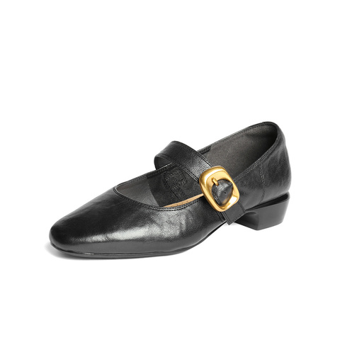 森达玛丽珍女款2025秋季新款气质通勤粗跟浅口单鞋ZTH10CQ5