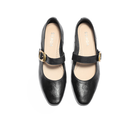 森达玛丽珍女款2025秋季新款气质通勤粗跟浅口单鞋ZTH10CQ5