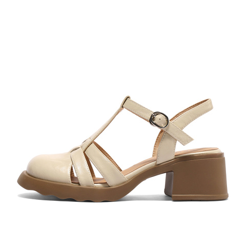 森达罗马鞋女款2025夏新复古休闲粗跟猪笼鞋ZTG13BH5