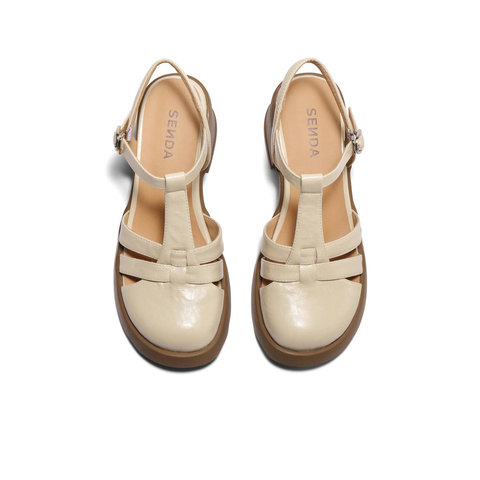 森达罗马鞋女款2025夏新复古休闲粗跟猪笼鞋ZTG13BH5