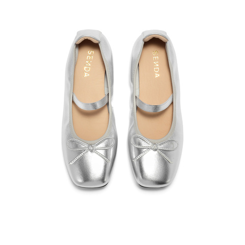 森达玛丽珍女款2025秋新软面芭蕾平底单鞋ZTH13CQ5