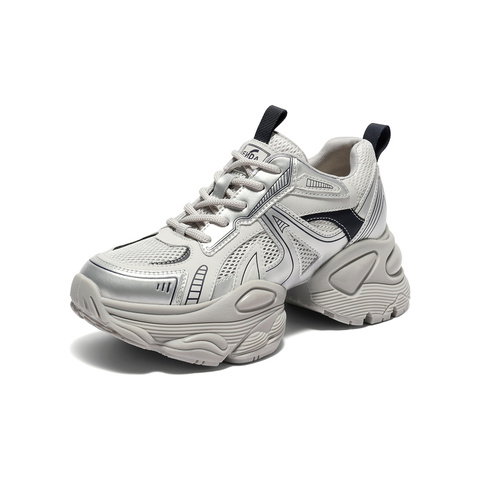 森达网面鞋女款2025夏新户外运动风厚底休闲老爹鞋ZTG41BM5