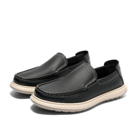 森达休闲皮鞋男2025秋新商场同款一脚蹬舒适乐福休闲鞋1YF01CM5