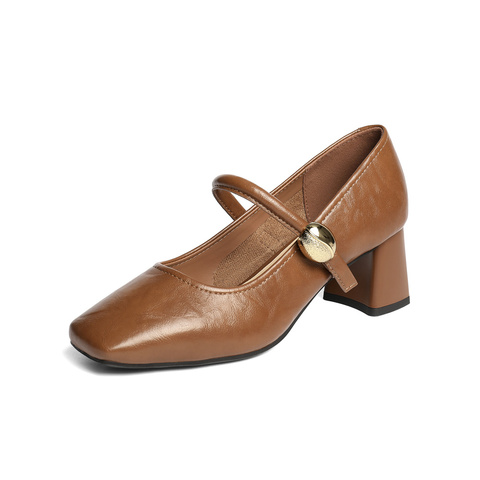 森达玛丽珍鞋女2025秋新商场同款通勤粗高跟浅口单鞋XRH01CQ5