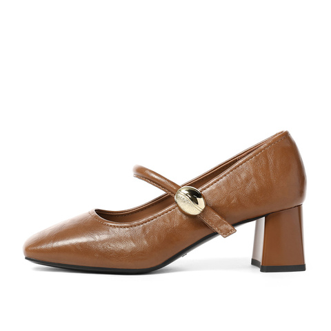 森达玛丽珍鞋女2025秋新商场同款通勤粗高跟浅口单鞋XRH01CQ5