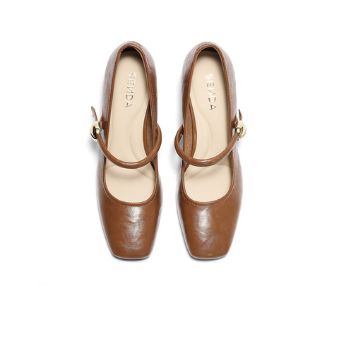 森达玛丽珍鞋女2025秋新商场同款通勤粗高跟浅口单鞋XRH01CQ5