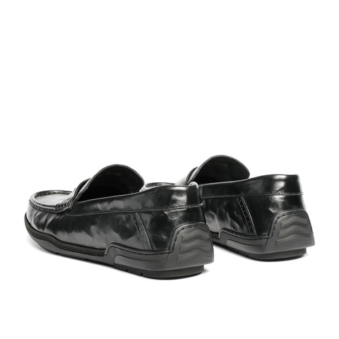 森达休闲皮鞋男2025秋新商场同款光面做旧一脚蹬豆豆鞋1YG01CM5