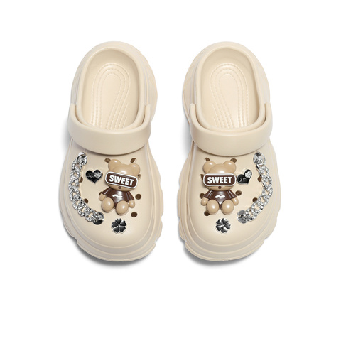 森达洞洞鞋女款2025夏新商场同款小熊轻便厚底凉鞋XQV01BH5