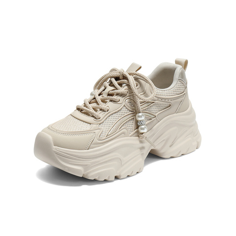 森达网面鞋女2025秋季新款运动风户外厚底休闲老爹鞋ZTH42CM5