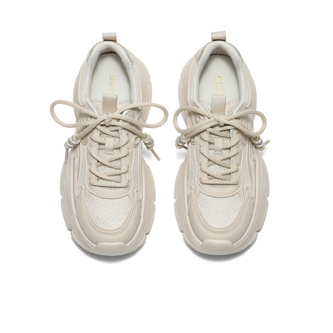 森达网面鞋女2025秋季新款运动风户外厚底休闲老爹鞋ZTH42CM5