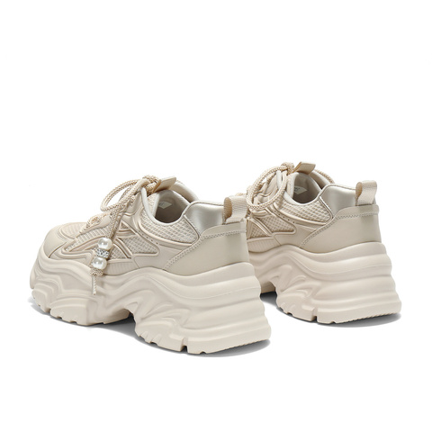 森达网面鞋女2025秋季新款运动风户外厚底休闲老爹鞋ZTH42CM5