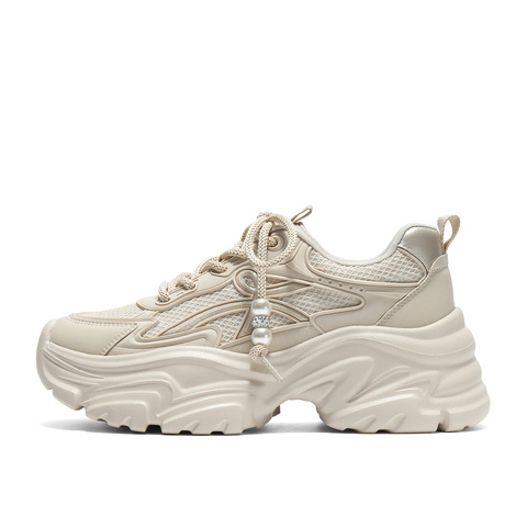 森达网面鞋女2025秋季新款运动风户外厚底休闲老爹鞋ZTH42CM5