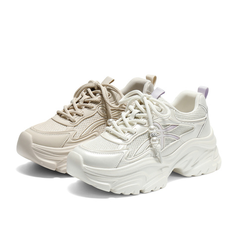 森达网面鞋女2025秋季新款运动风户外厚底休闲老爹鞋ZTH42CM5