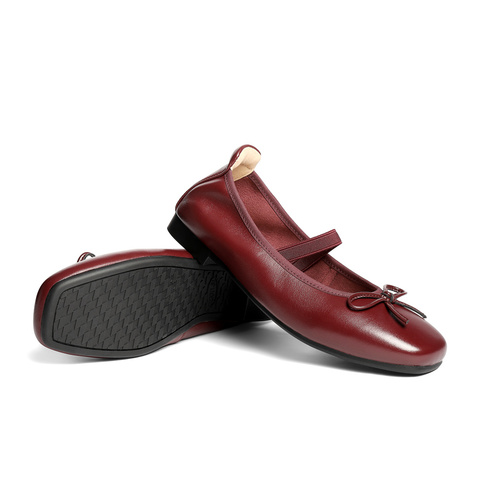 森达玛丽珍女款2025秋新软面芭蕾平底单鞋ZTH13CQ5