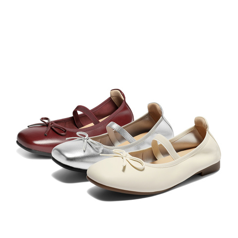 森达玛丽珍女款2025秋新软面芭蕾平底单鞋ZTH13CQ5