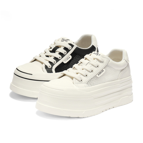 森达小白鞋女款2025夏新网面休闲板鞋ZTG54BM5