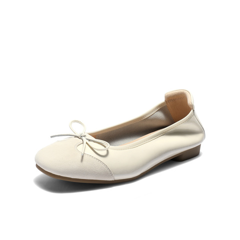 森达奶奶鞋女款2025秋季新款拼接舒适平底浅口单鞋ZTH05CQ5