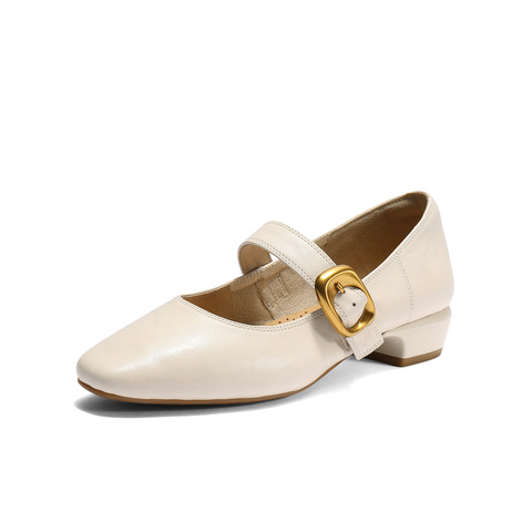 森达玛丽珍女款2025秋季新款气质通勤粗跟浅口单鞋ZTH10CQ5