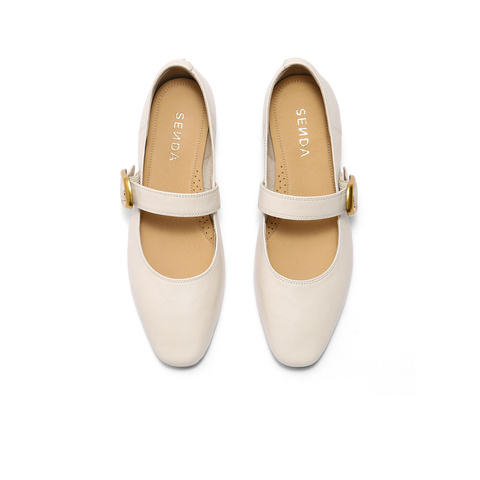 森达玛丽珍女款2025秋季新款气质通勤粗跟浅口单鞋ZTH10CQ5