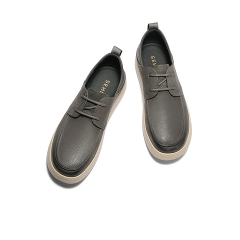 森达休闲皮鞋男2025秋季新款商场同款简约厚底休闲鞋1YD01CM5