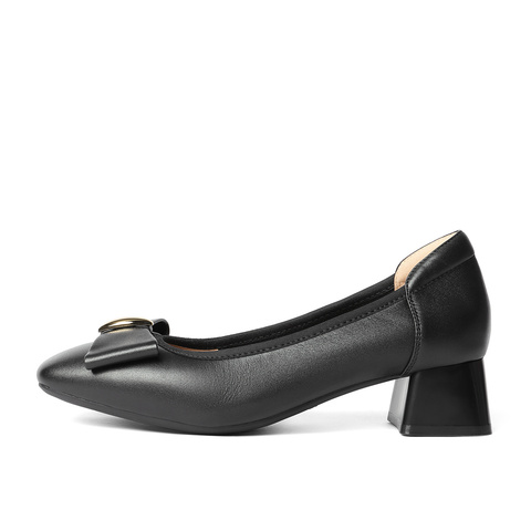 森达通勤鞋女款2025秋新商场同款气质粗跟单鞋XPX02CQ5