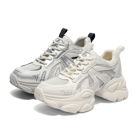 森达网面鞋女款2025夏新户外运动风厚底休闲老爹鞋ZTG41BM5