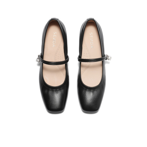 森达玛丽珍鞋女2025秋新商场同款通勤气质粗跟浅口单鞋XPX01CQ5