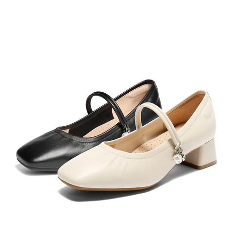 森达玛丽珍鞋女2025秋新商场同款通勤气质粗跟浅口单鞋XPX01CQ5