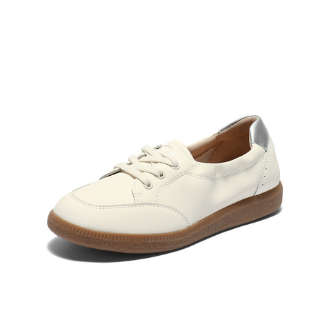 森达小白鞋女款2025夏季新款简约一脚蹬平底休闲鞋WP016BQ5