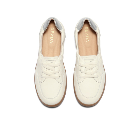 森达小白鞋女款2025夏季新款简约一脚蹬平底休闲鞋WP016BQ5