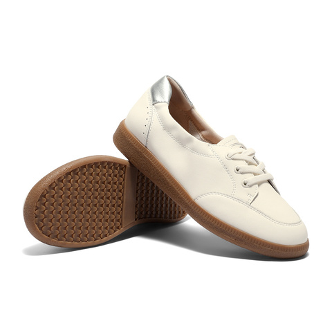 森达小白鞋女款2025夏季新款简约一脚蹬平底休闲鞋WP016BQ5