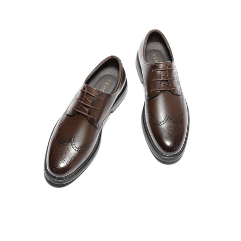 森达正装皮鞋男2025秋新布洛克商务皮鞋JDZ36CM5