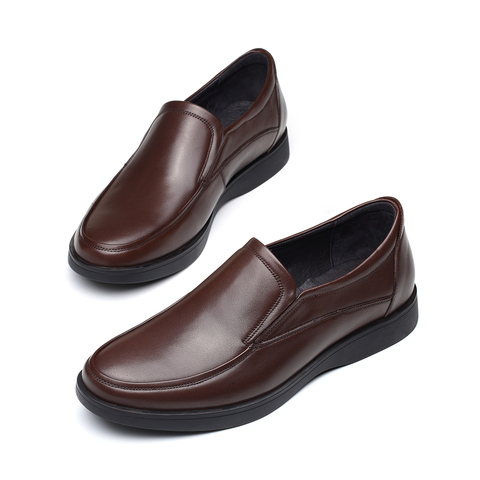 森达正装皮鞋男2025春季新款一脚蹬平底商务男鞋1VQ09AM5