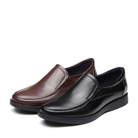 森达正装皮鞋男2025春季新款一脚蹬平底商务男鞋1VQ09AM5