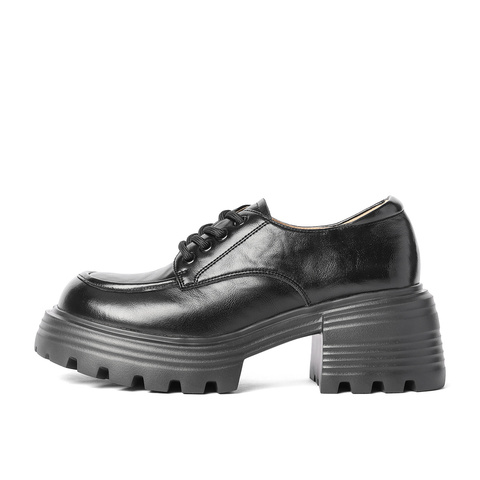 森达牛津鞋女款2025秋季新款商场同款厚底粗高跟单鞋XQN02CM5