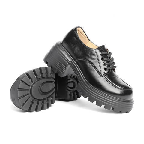 森达牛津鞋女款2025秋季新款商场同款厚底粗高跟单鞋XQN02CM5