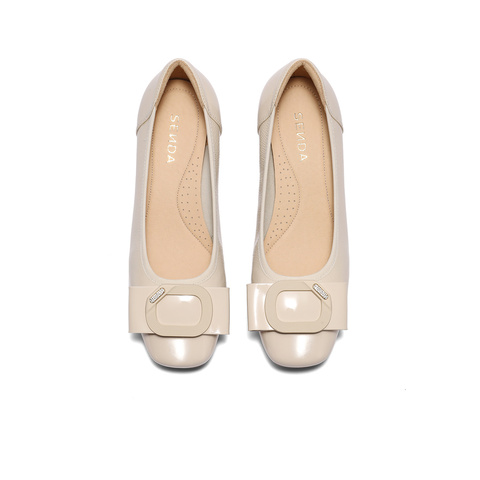 森达浅口单鞋女款2025秋新商场同款通勤粗跟小皮鞋XPN02CQ5