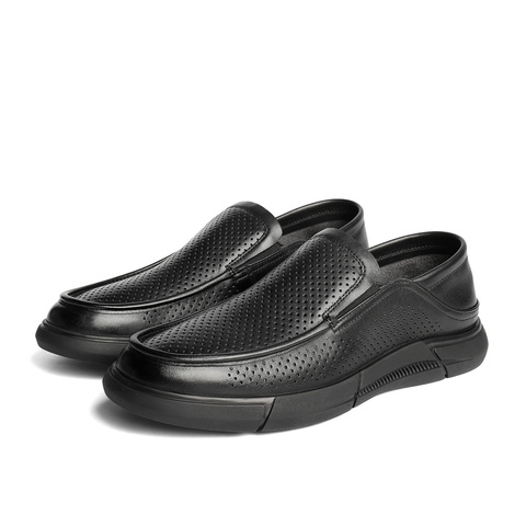 森达休闲皮鞋男2025夏季新款鞋面打孔透气休闲鞋WPN04BM5