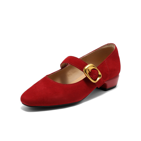 森达玛丽珍女款2025秋季新款气质通勤粗跟浅口单鞋ZTH10CQ5