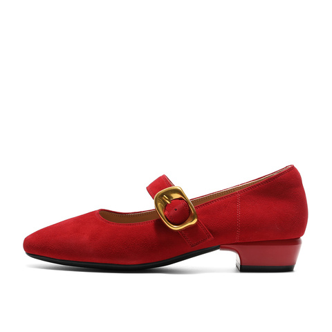 森达玛丽珍女款2025秋季新款气质通勤粗跟浅口单鞋ZTH10CQ5