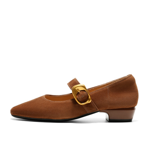 森达玛丽珍女款2025秋季新款气质通勤粗跟浅口单鞋ZTH10CQ5