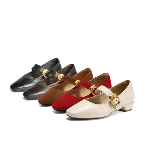 森达玛丽珍女款2025秋季新款气质通勤粗跟浅口单鞋ZTH10CQ5