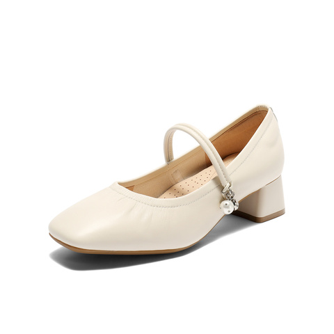 森达玛丽珍鞋女2025秋新商场同款通勤气质粗跟浅口单鞋XPX01CQ5